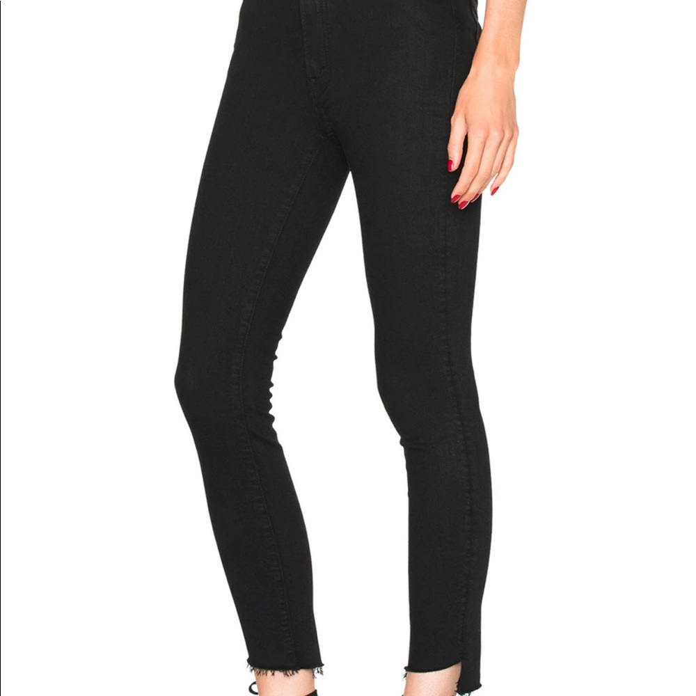 MOTHER Stunner Zip Ankle Step Fray in Not Guilty wash